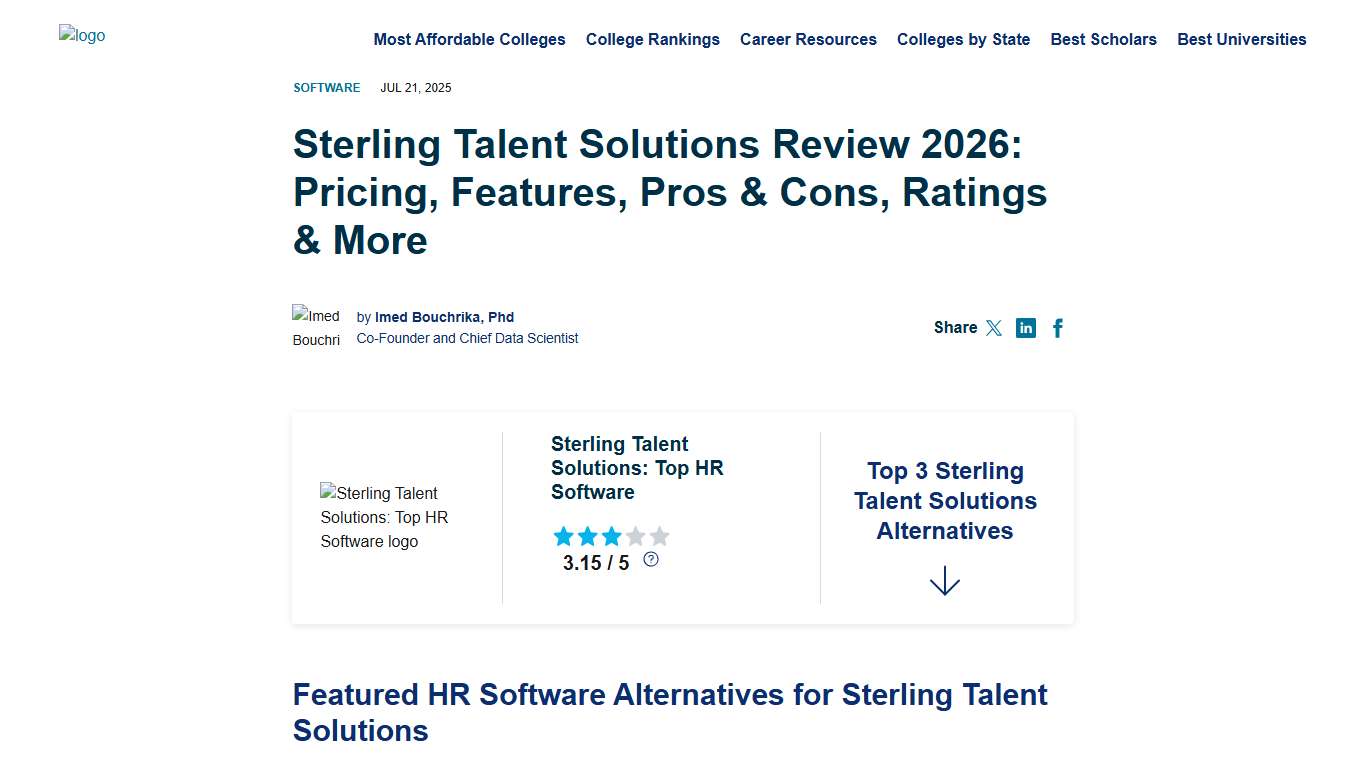 Sterling Talent Solutions Review 2026: Pricing, Features, Pros & Cons, Ratings & More | Research.com